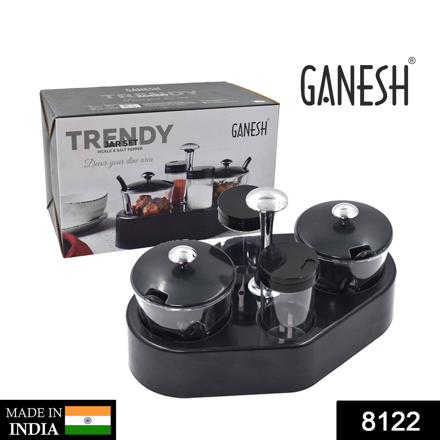 8122 Ganesh rendy Condiment set For Kitchen Transparent jar For Easy To Access Spice 1 Piece Spice Set (Plastic) DeoDap 8122 Ganesh rendy Condiment set For Kitchen Transparent jar For Easy To Access Spice 1 Piece Spice Set (Plastic) DeoDap